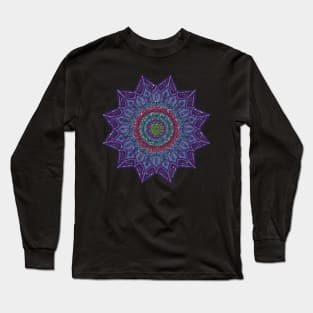 Purple Glitter Star Mandala Long Sleeve T-Shirt